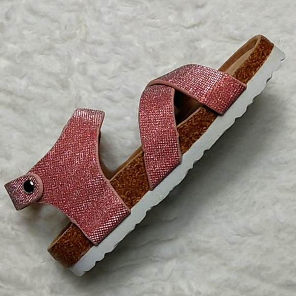 Toddler Girls Glitter Bling Pink Strappy Sandals - Picture 6 of 8
